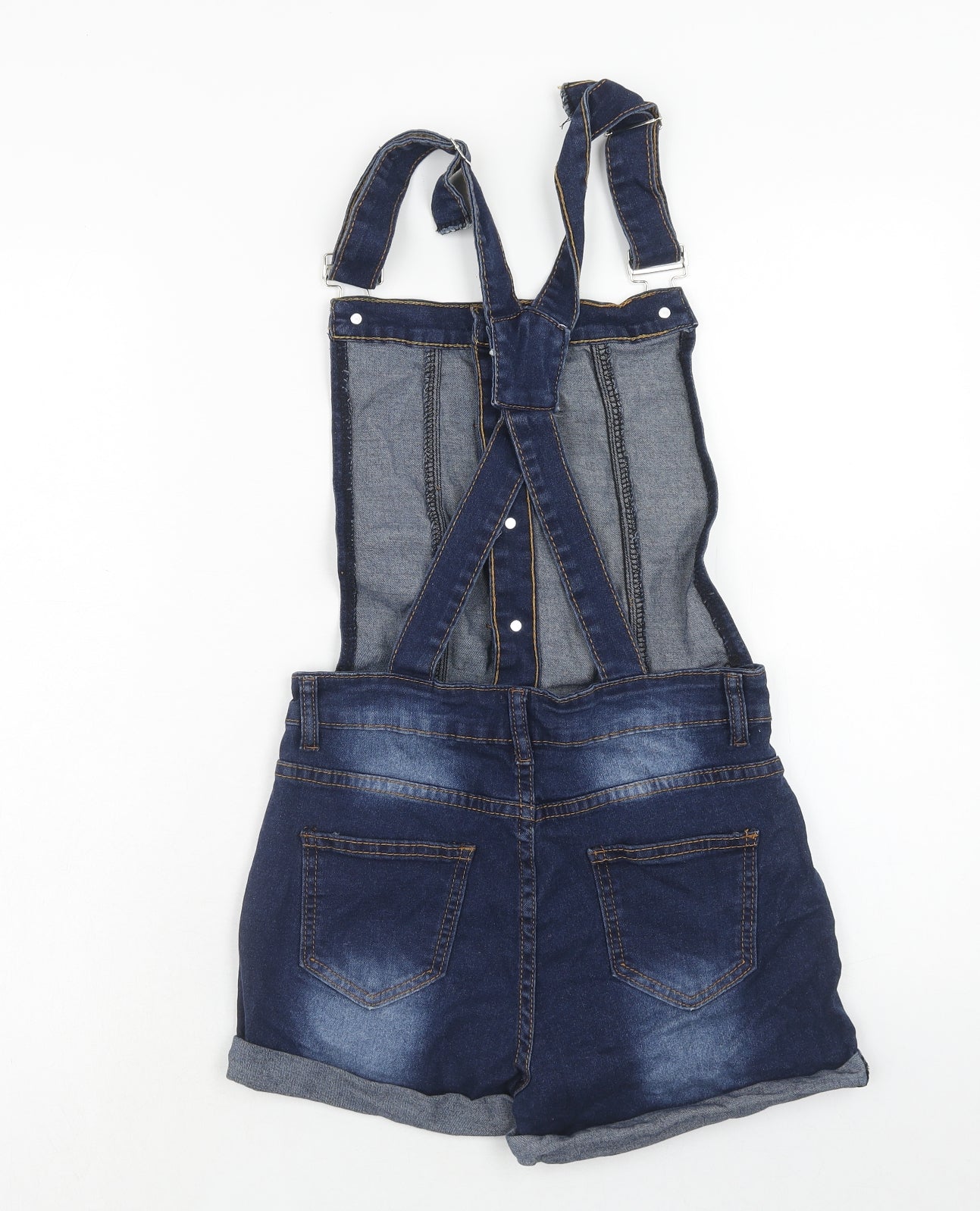 Jeans Womens Blue Cotton Dungaree One-Piece Size S Button