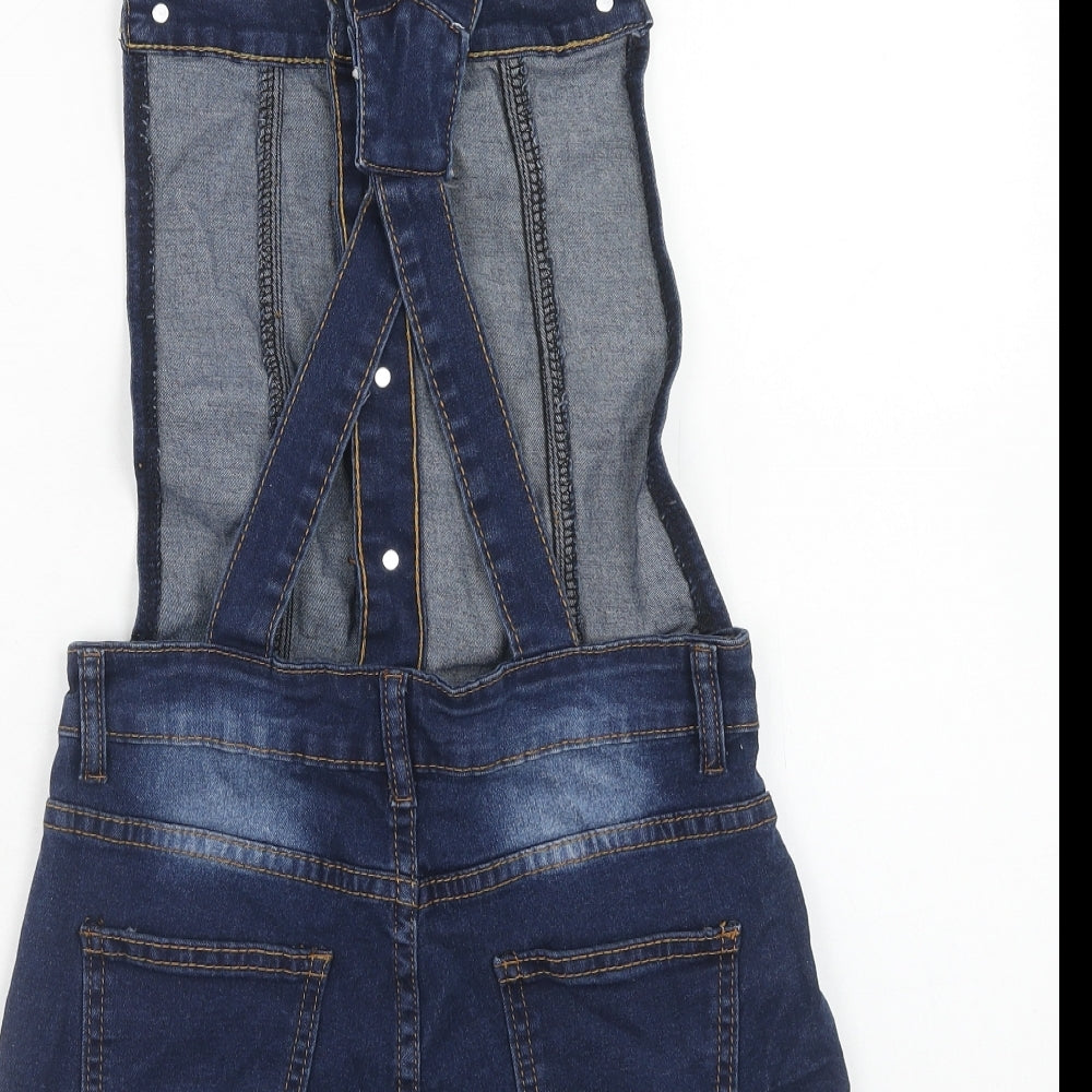Jeans Womens Blue Cotton Dungaree One-Piece Size S Button