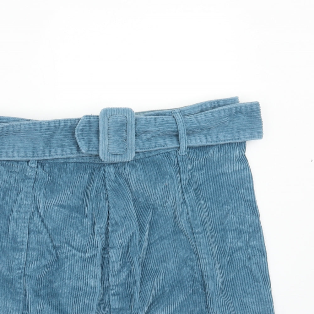 Atmosphere Womens Blue Cotton Skort Skirt Size 12 Zip - Belt Inlcuded