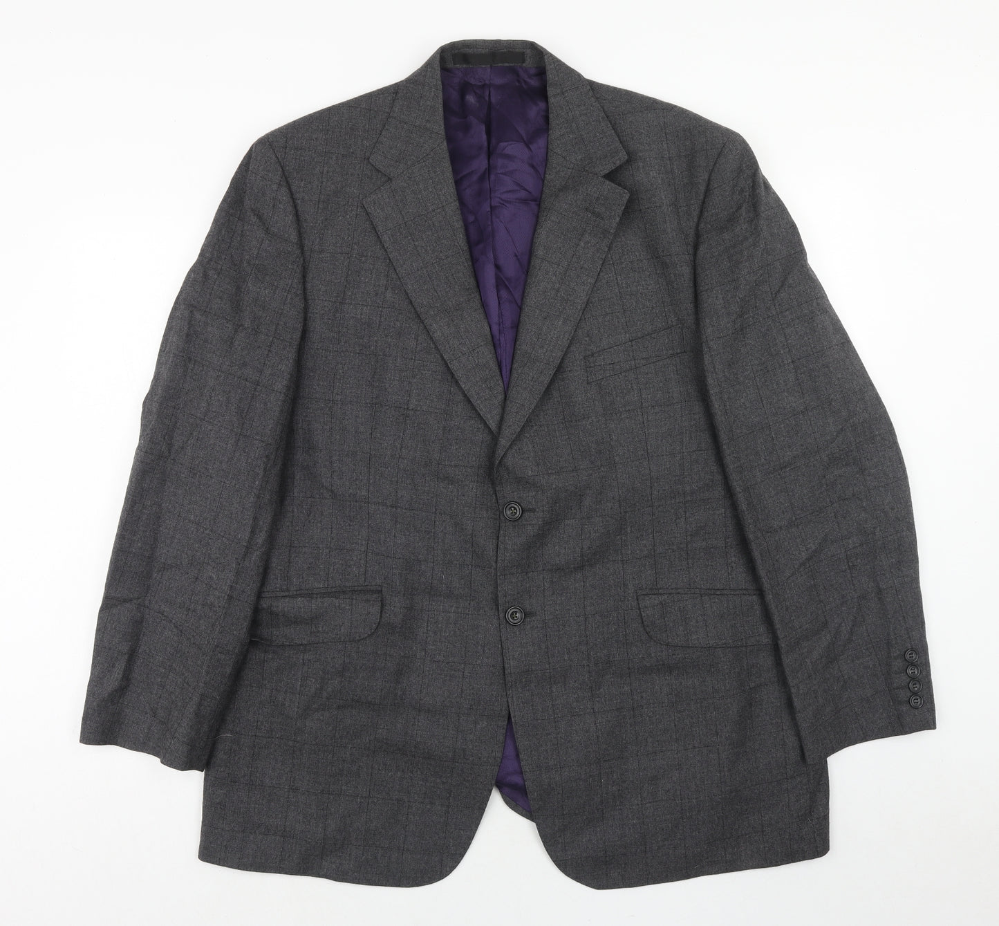 Marks and Spencer Mens Grey Check Wool Jacket Suit Jacket Size 44 Regular