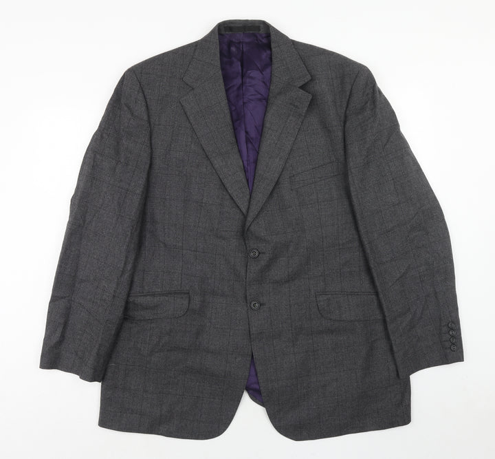 Marks and Spencer Mens Grey Check Wool Jacket Suit Jacket Size 44 Regular