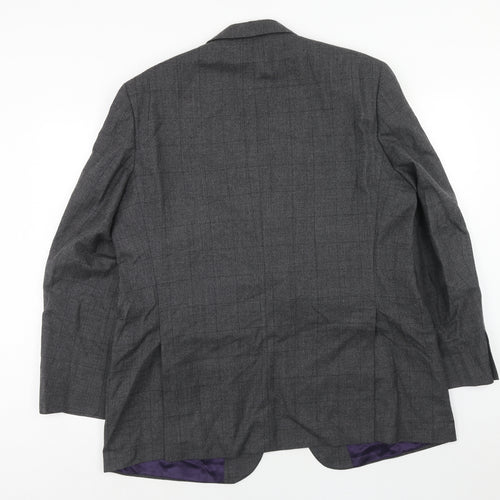 Marks and Spencer Mens Grey Check Wool Jacket Suit Jacket Size 44 Regular