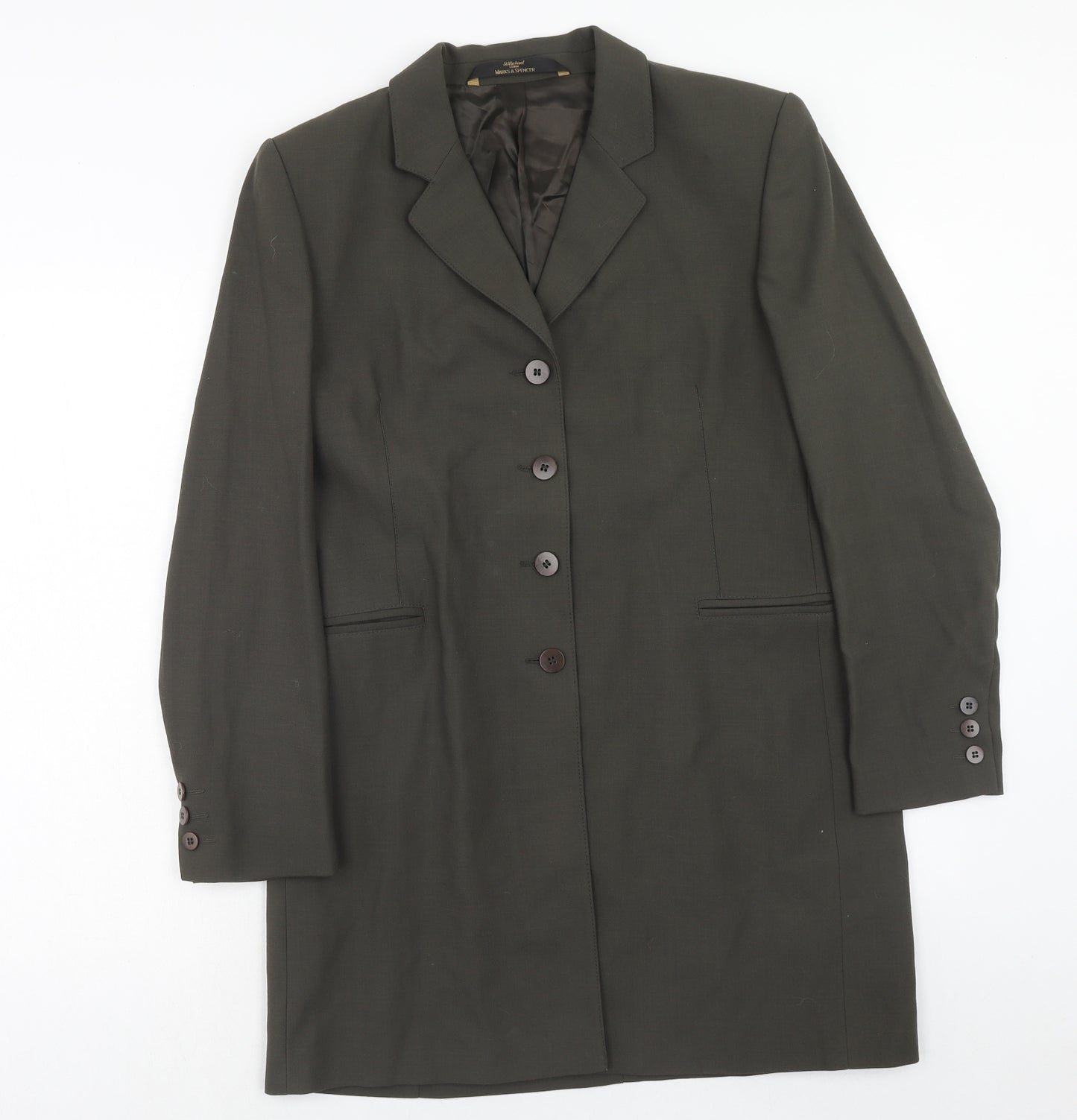 Marks and Spencer Womens Grey Wool Jacket Blazer Size 12 - Longline Blazer