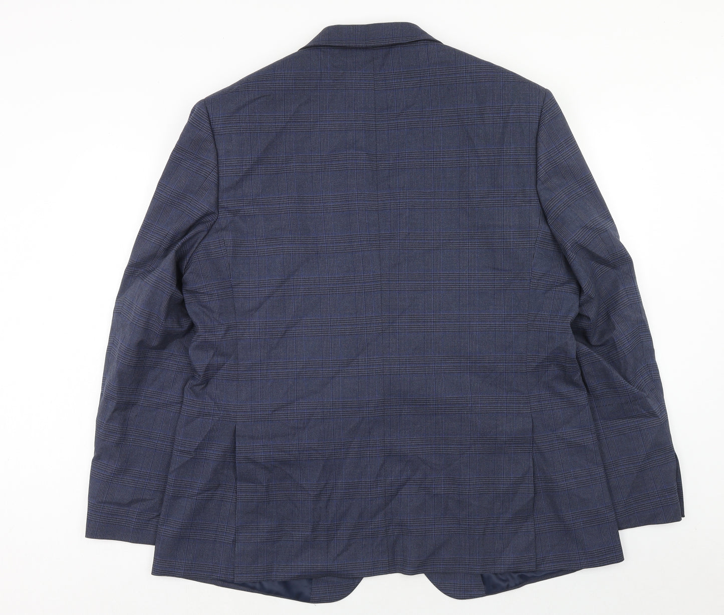 Marks and Spencer Mens Blue Plaid Polyacrylate Fibre Jacket Suit Jacket Size 46 Regular