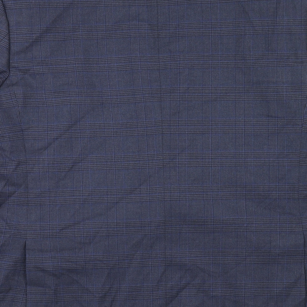 Marks and Spencer Mens Blue Plaid Polyacrylate Fibre Jacket Suit Jacket Size 46 Regular