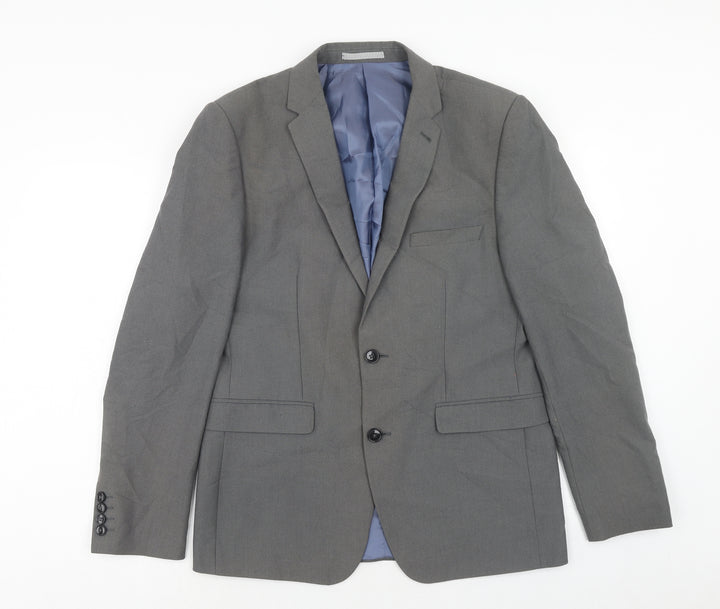 Burton Mens Grey Polyester Jacket Suit Jacket Size 40 Regular