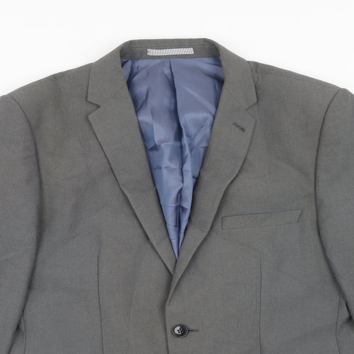 Burton Mens Grey Polyester Jacket Suit Jacket Size 40 Regular