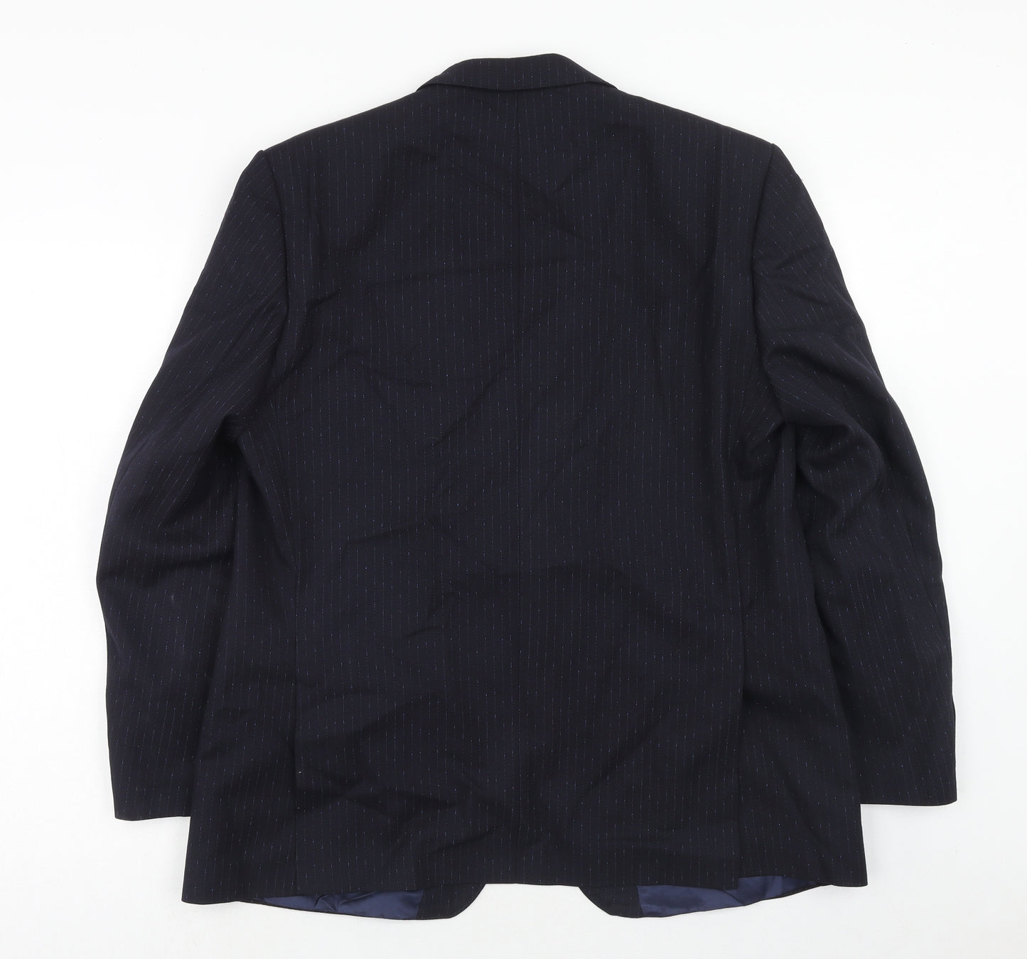 Manford Mens Blue Striped Wool Jacket Suit Jacket Size 42 Regular