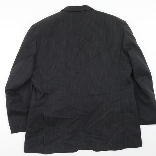 Harbarry of England Mens Grey Striped Wool Jacket Suit Jacket Size 46 Regular