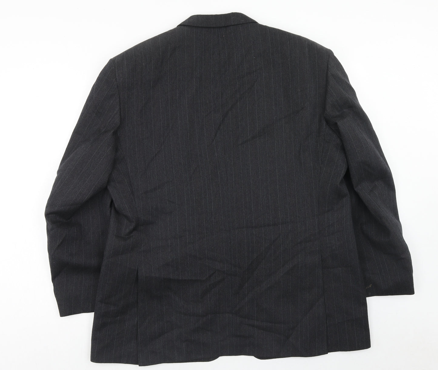 Harbarry of England Mens Grey Striped Wool Jacket Suit Jacket Size 46 Regular