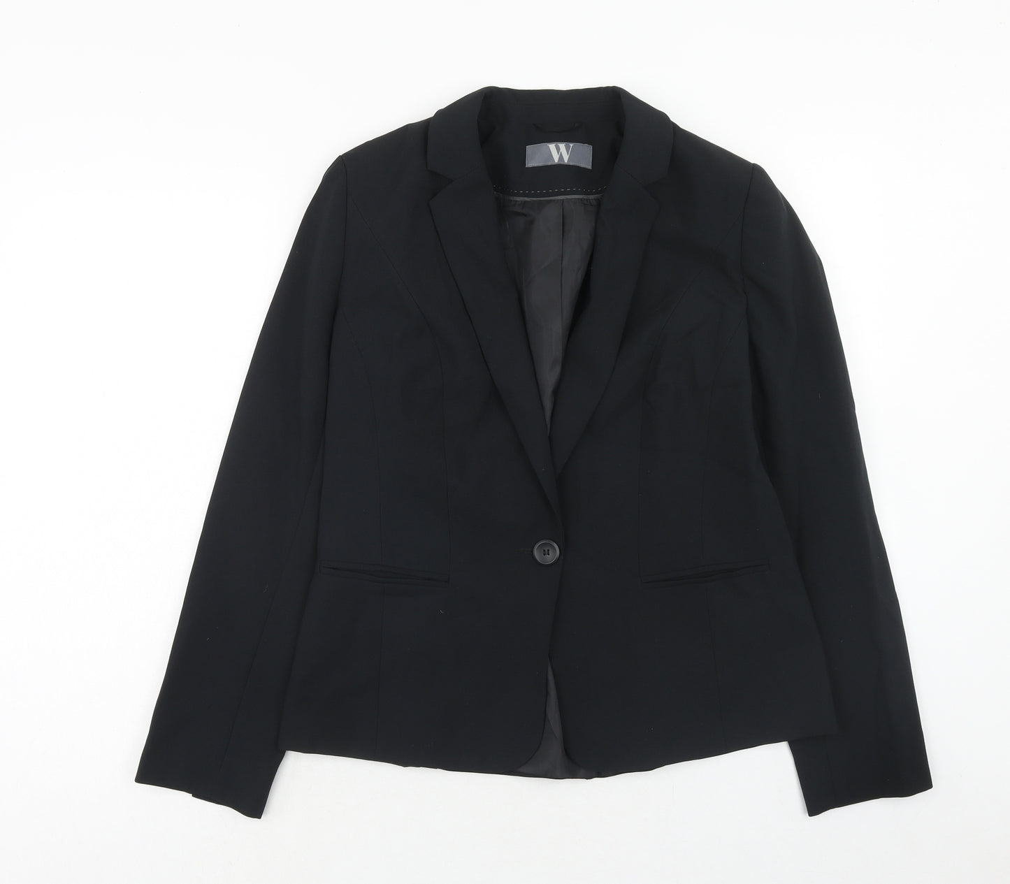 BHS Womens Black Polyester Jacket Suit Jacket Size 12