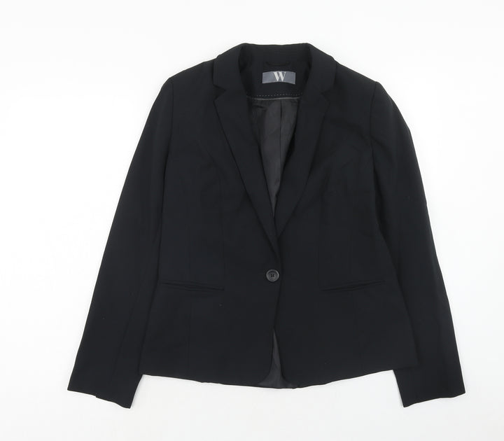 BHS Womens Black Polyester Jacket Suit Jacket Size 12