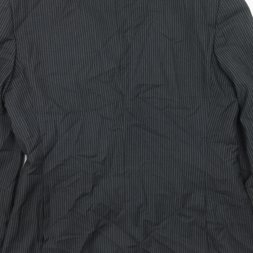 Burton Mens Grey Striped Polyester Jacket Suit Jacket Size 38 Regular