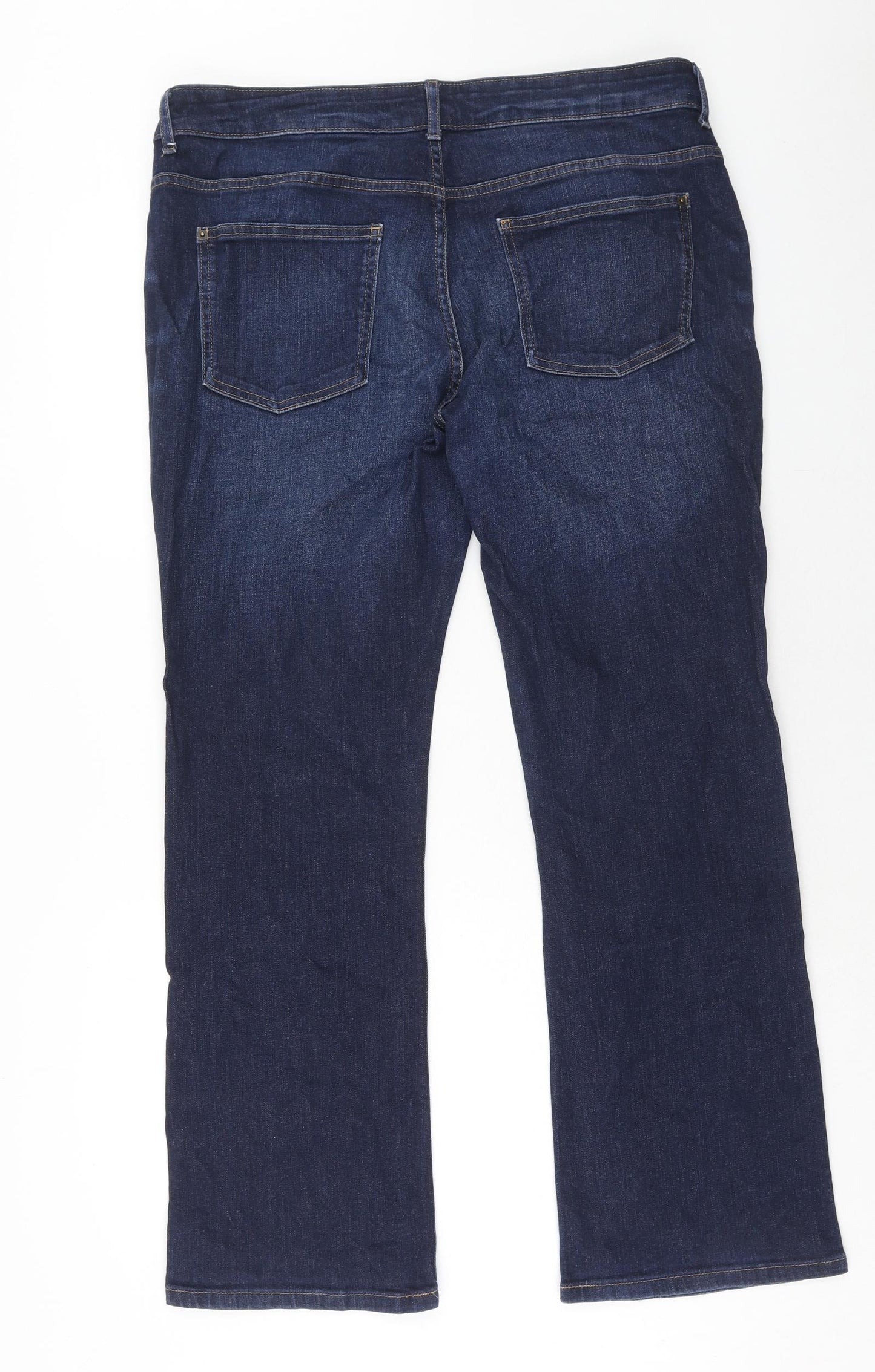 Marks and Spencer Womens Blue Cotton Bootcut Jeans Size 18 Regular Zip