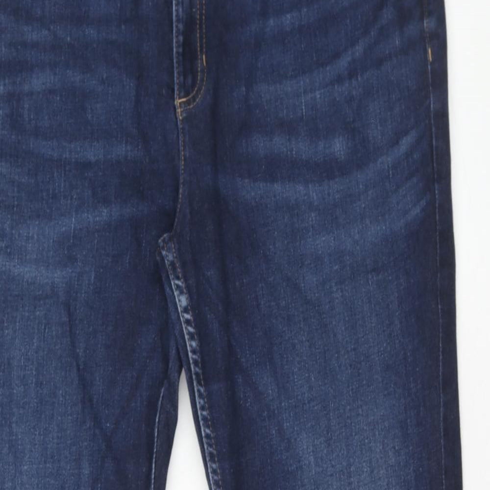 Marks and Spencer Womens Blue Cotton Bootcut Jeans Size 18 Regular Zip