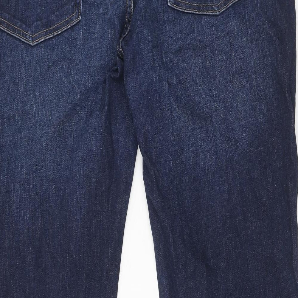 Marks and Spencer Womens Blue Cotton Bootcut Jeans Size 18 Regular Zip