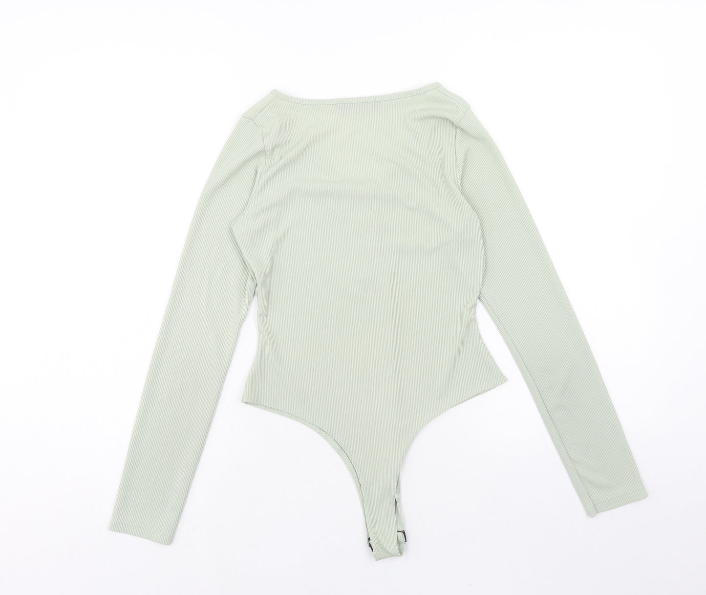 PRETTYLITTLETHING Womens Green Polyester Bodysuit One-Piece Size 10 Snap