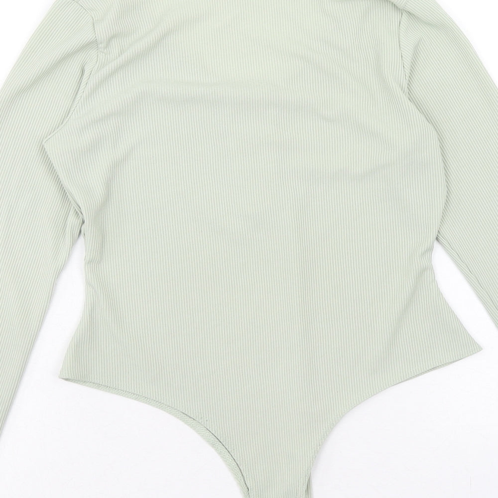 PRETTYLITTLETHING Womens Green Polyester Bodysuit One-Piece Size 10 Snap