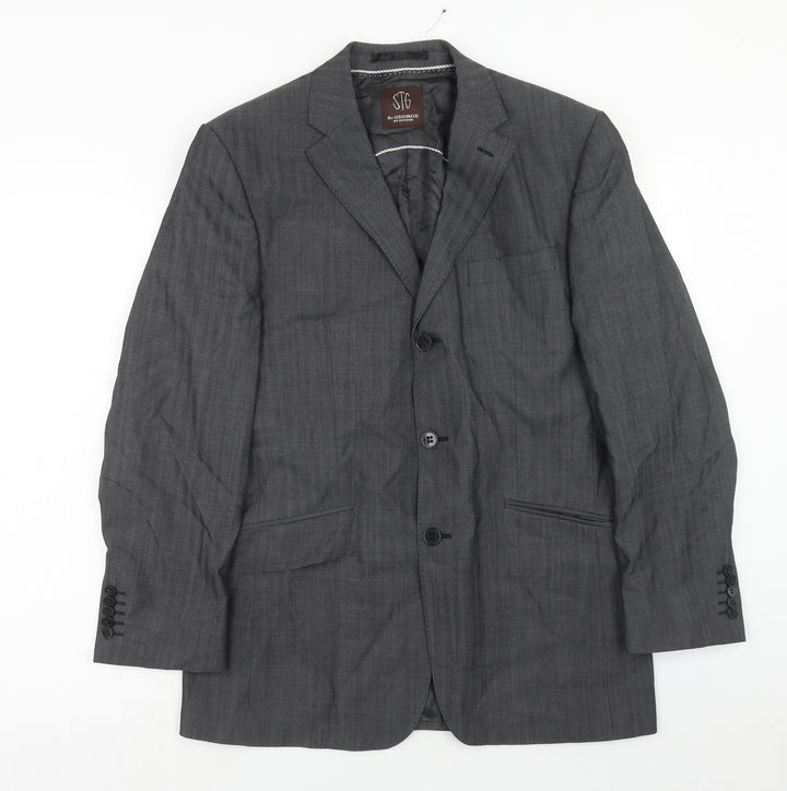 St george Mens Grey Wool Jacket Suit Jacket Size 40 Regular