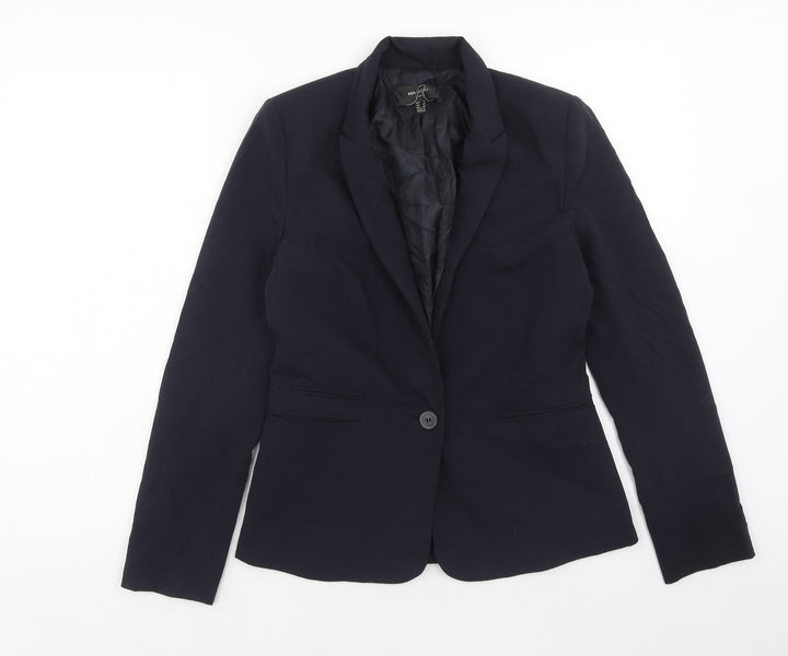 Mango Womens Blue Polyacrylate Fibre Jacket Suit Jacket Size S
