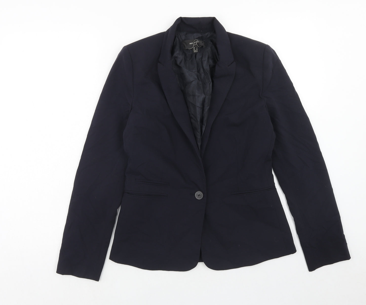 Mango Womens Blue Polyacrylate Fibre Jacket Suit Jacket Size S