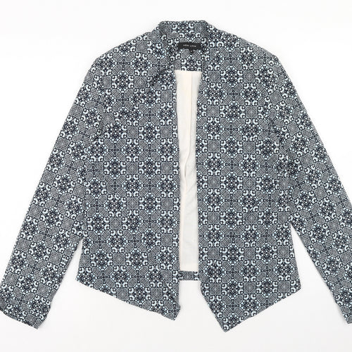 New Look Womens Blue Geometric Jacket Blazer Size 12
