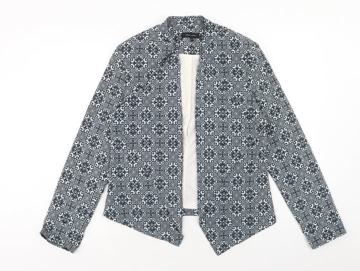 New Look Womens Blue Geometric Jacket Blazer Size 12