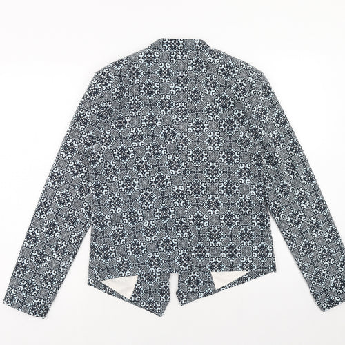 New Look Womens Blue Geometric Jacket Blazer Size 12