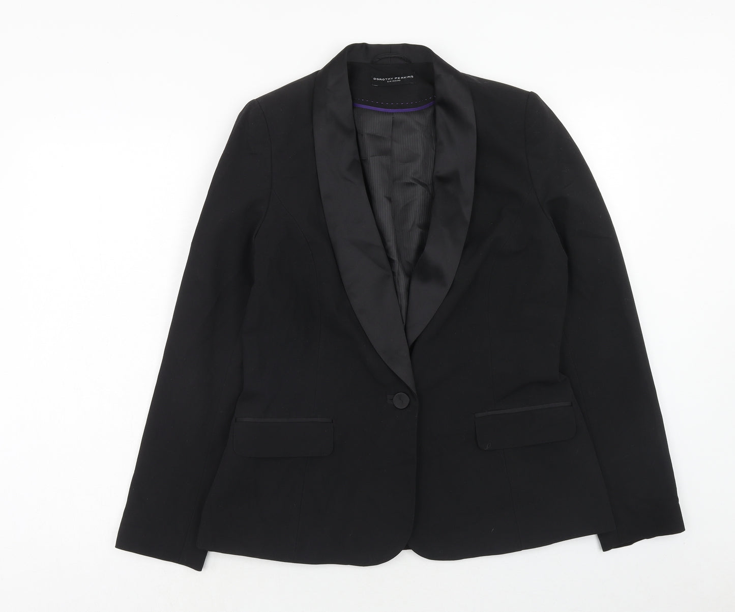 Dorothy Perkins Womens Black Polyester Tuxedo Suit Jacket Size 12