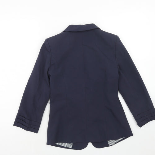 Atmosphere Womens Blue Polyester Jacket Suit Jacket Size 8