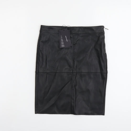 VERO MODA Womens Black Polyester Straight & Pencil Skirt Size S Zip