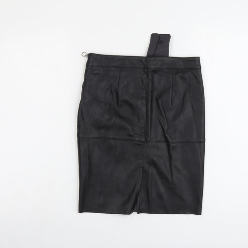 VERO MODA Womens Black Polyester Straight & Pencil Skirt Size S Zip