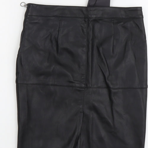 VERO MODA Womens Black Polyester Straight & Pencil Skirt Size S Zip