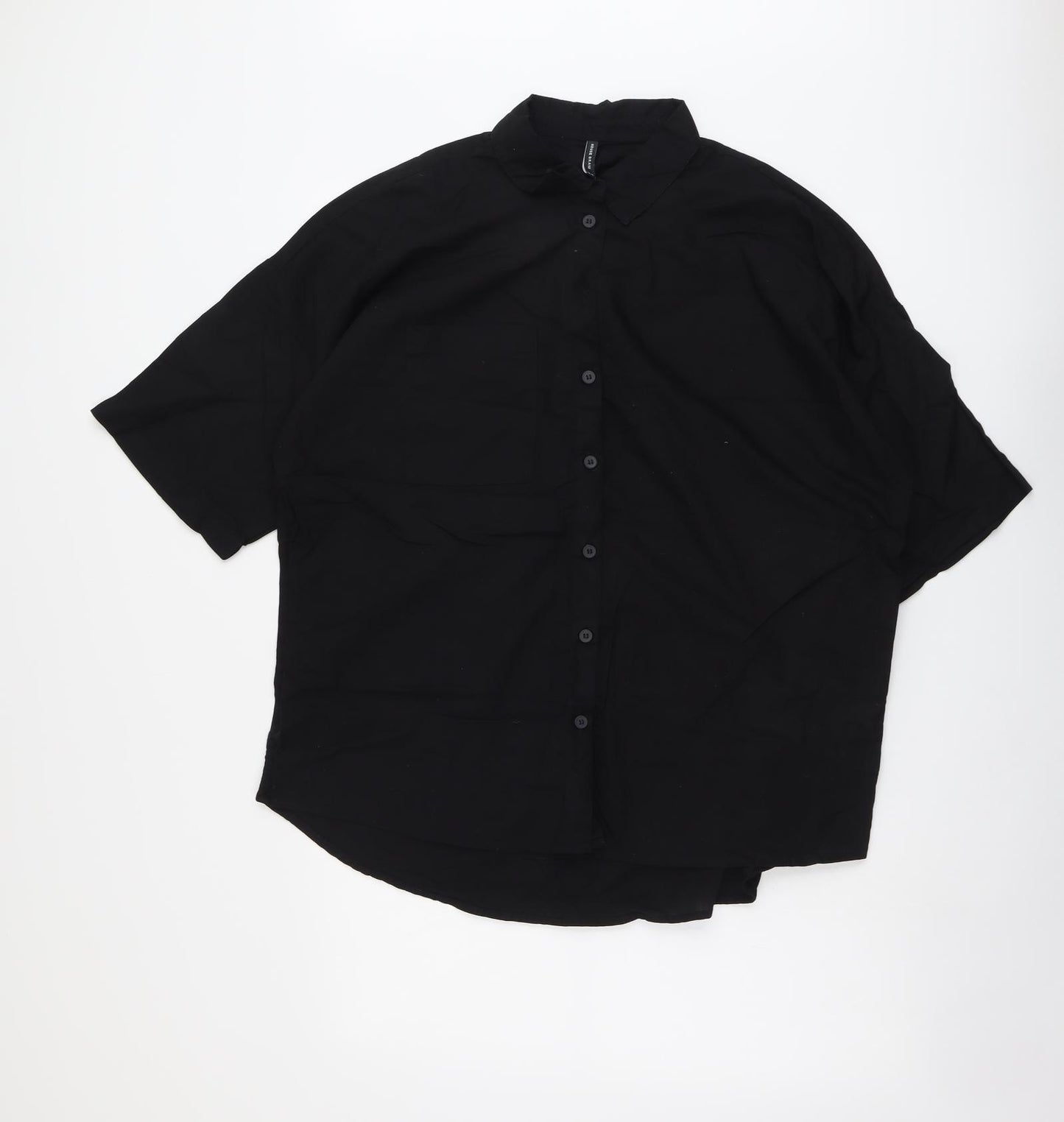 House Brand Womens Black Cotton Basic Button-Up Size M Collared