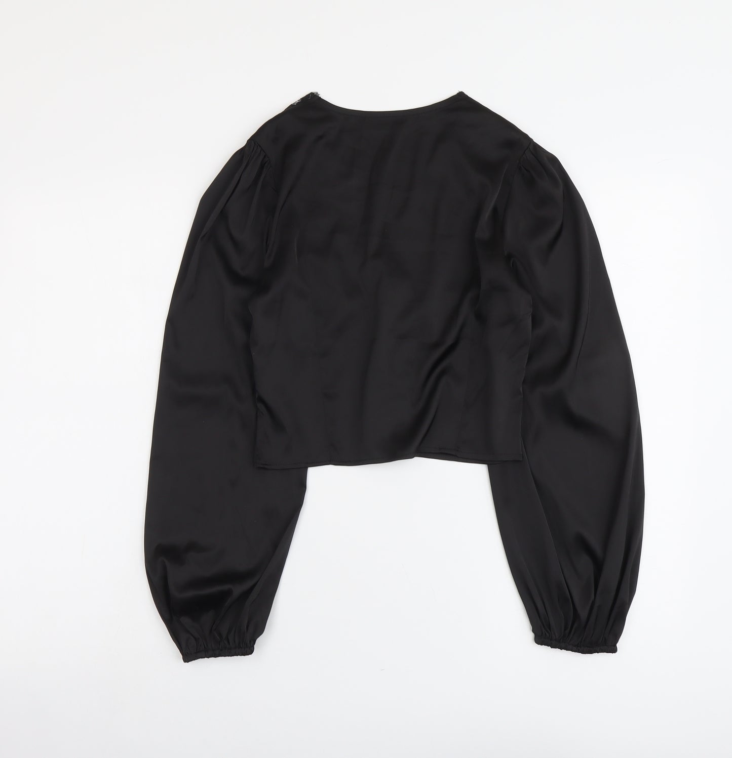 SheIn Womens Black Polyester Basic Blouse Size S V-Neck