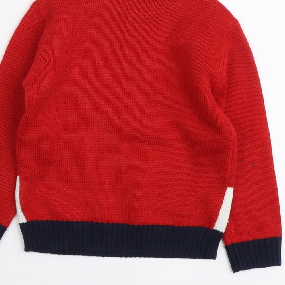 Dunnes Boys Red Round Neck Acrylic Pullover Jumper Size 3-4 Years Pullover - Reindeer Christmas