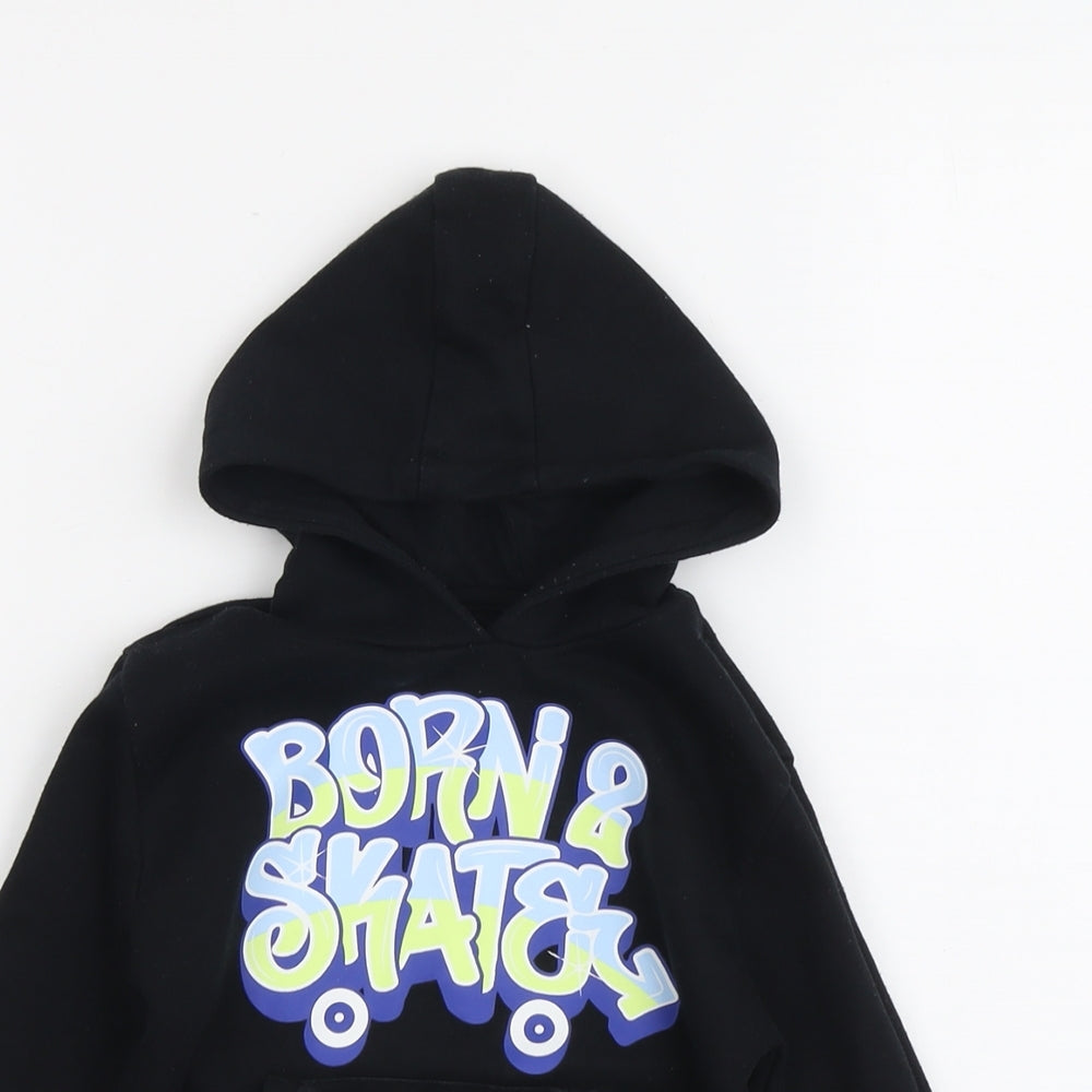 Primark Boys Black Cotton Pullover Hoodie Size 4-5 Years Pullover - Born 2 Skate