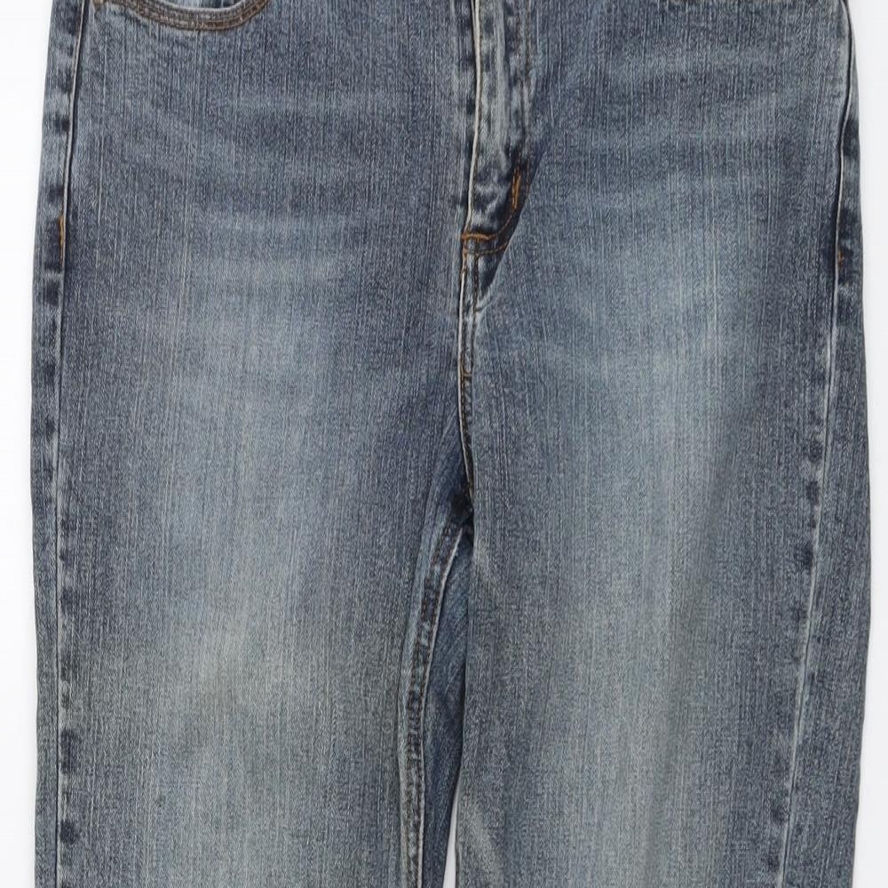 BHS Womens Blue Cotton Bootcut Jeans Size 12 L28 in Regular Button