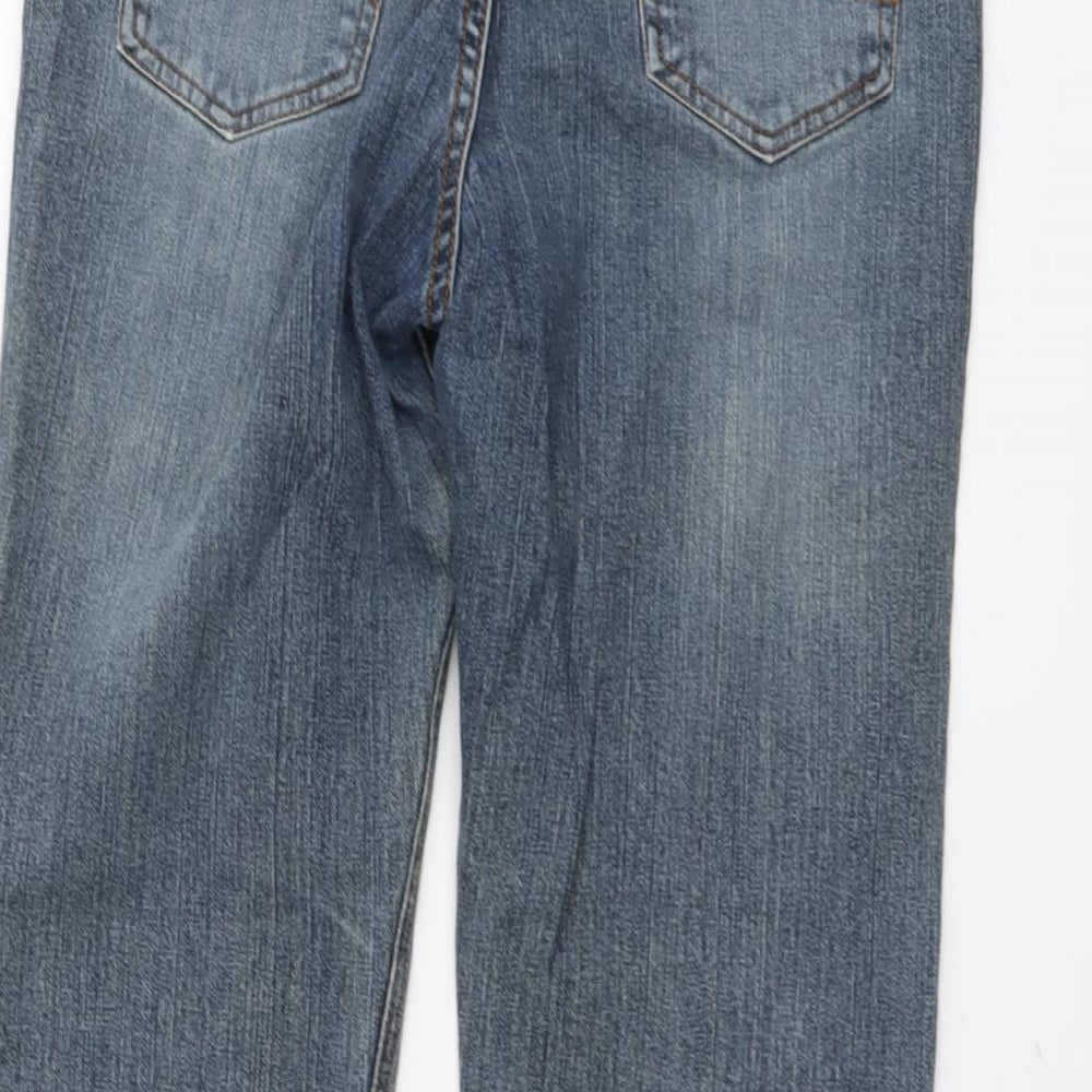 BHS Womens Blue Cotton Bootcut Jeans Size 12 L28 in Regular Button