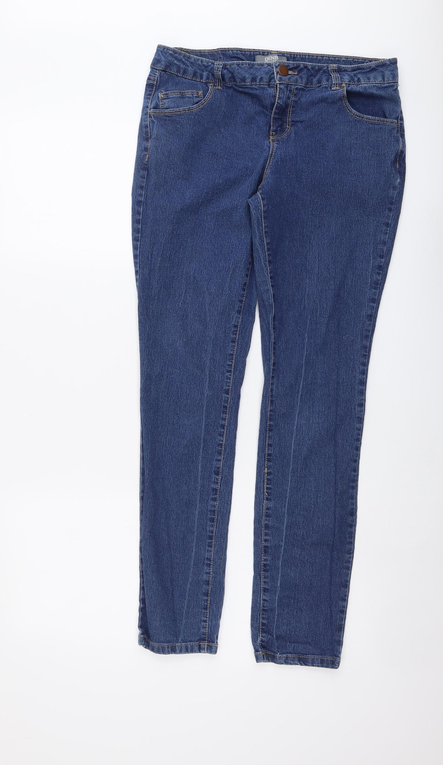 Dorothy Perkins Womens Blue Cotton Straight Jeans Size 14 L29 in Regular Button