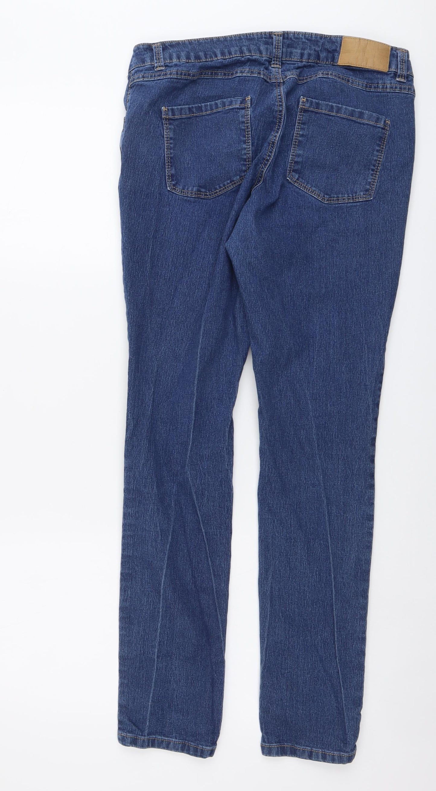 Dorothy Perkins Womens Blue Cotton Straight Jeans Size 14 L29 in Regular Button