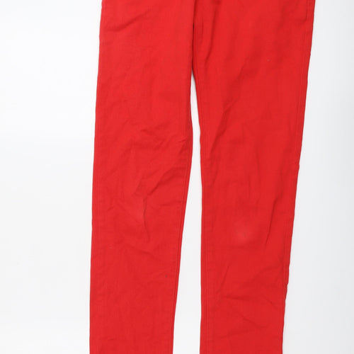 Criminal Damage Womens Red Cotton Straight Jeans Size 30 in L30 in Regular Button