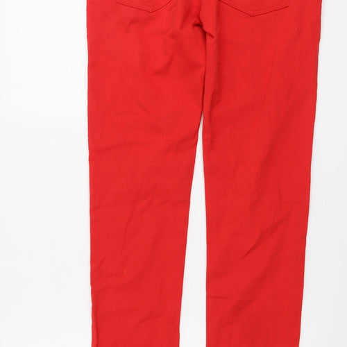 Criminal Damage Womens Red Cotton Straight Jeans Size 30 in L30 in Regular Button