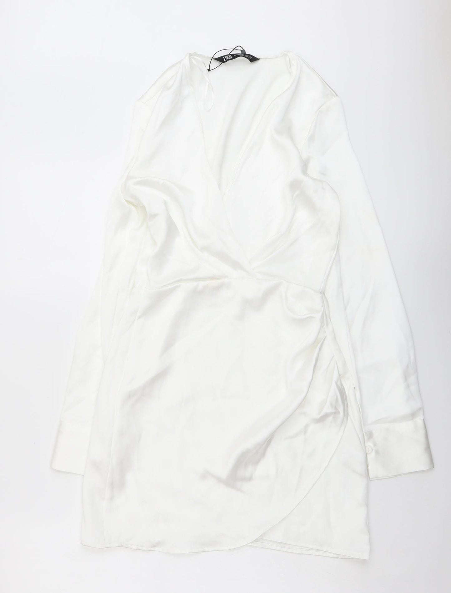 Zara Womens White Viscose A-Line Size XS V-Neck Zip