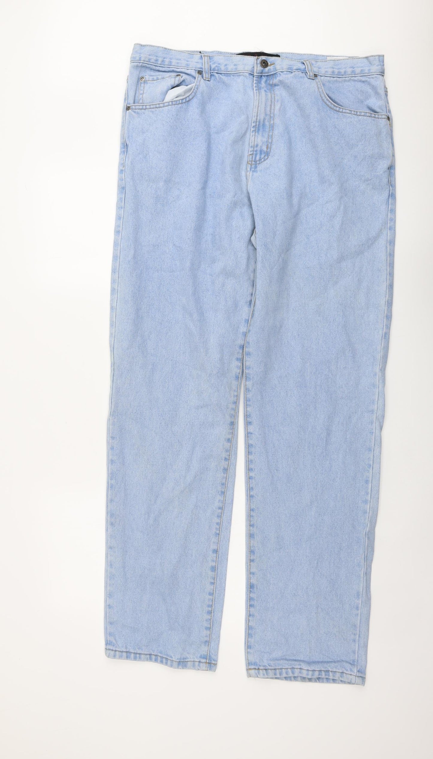 Edge 2 Edge Mens Blue Cotton Straight Jeans Size 38 in L33 in Regular Button