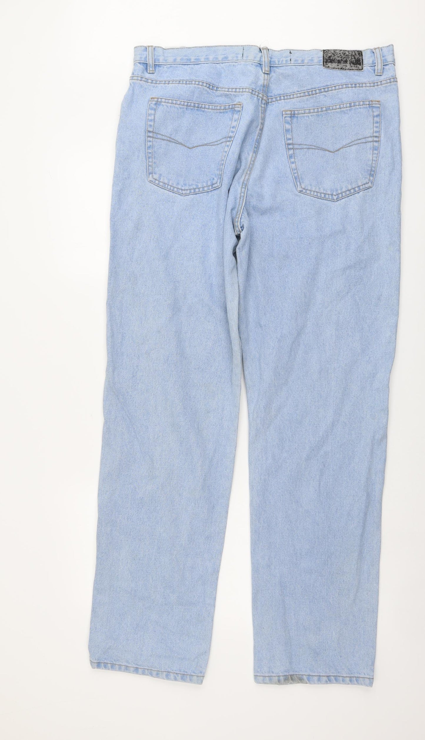 Edge 2 Edge Mens Blue Cotton Straight Jeans Size 38 in L33 in Regular Button