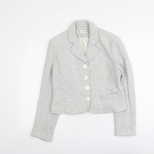 Platinium Womens Grey Geometric Jacket Blazer Size 14 Button