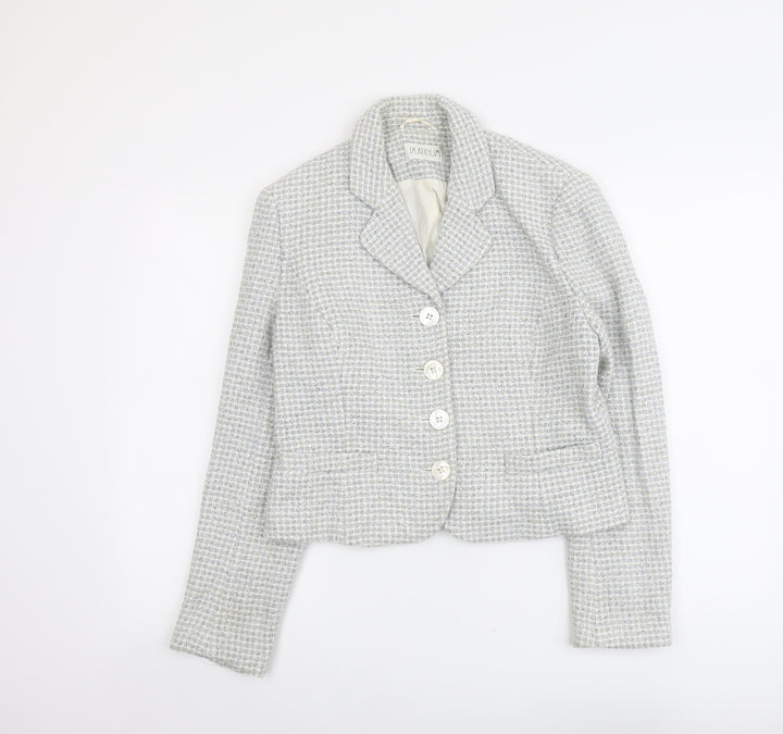 Platinium Womens Grey Geometric Jacket Blazer Size 14 Button