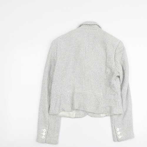 Platinium Womens Grey Geometric Jacket Blazer Size 14 Button