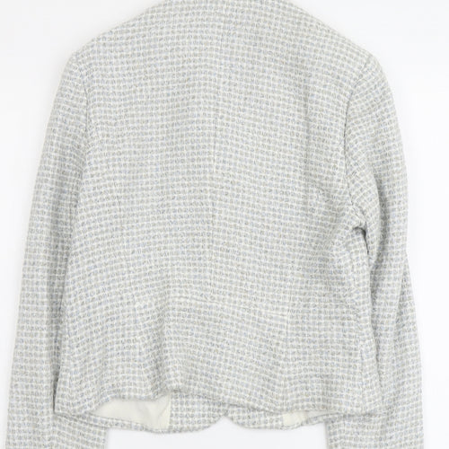 Platinium Womens Grey Geometric Jacket Blazer Size 14 Button